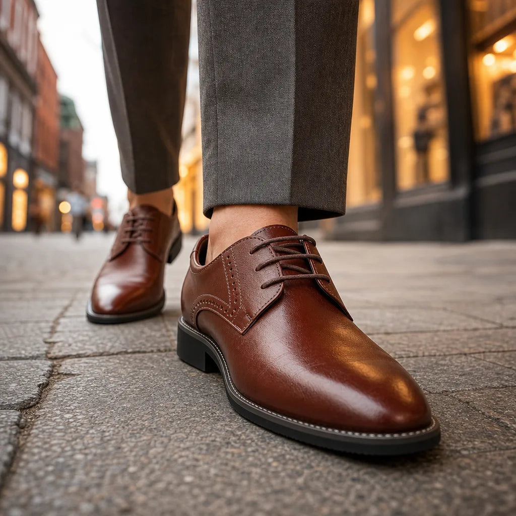 Men's Brown Emmeline Pointed Brogue Derbies