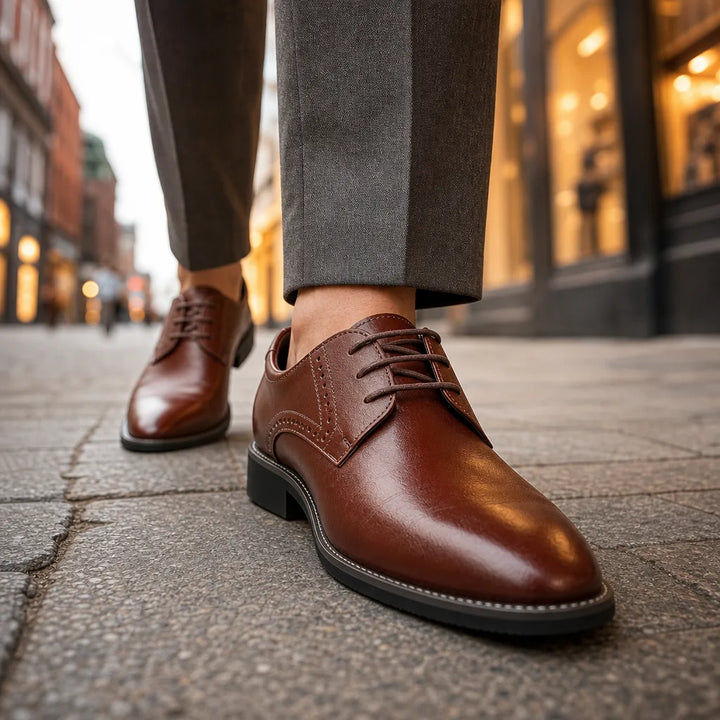 Men's Brown Emmeline Pointed Brogue Derbies