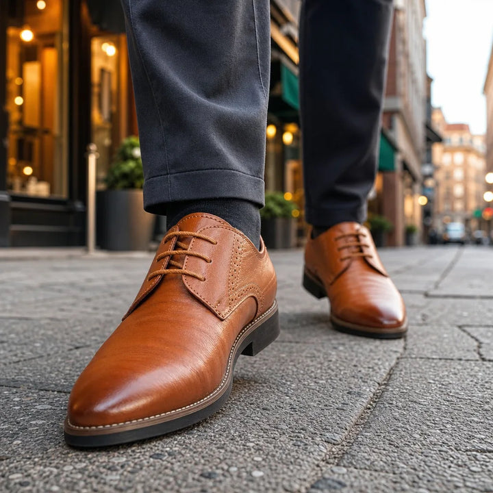 Men's Yellow Emmeline Pointed Brogue Derbies