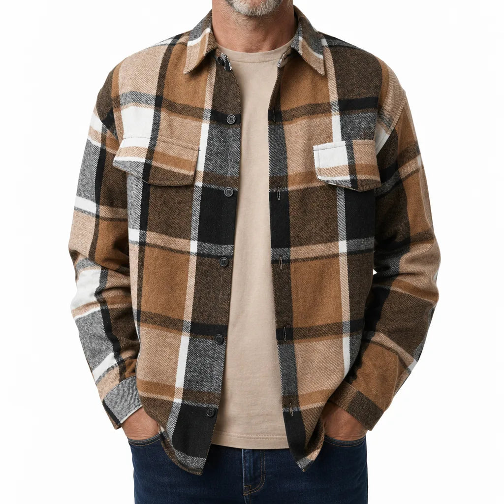 Stevens | Men's Flannel Shirt - Color:Earthy Yellow;Size:XS