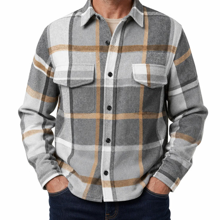 Stevens | Men's Flannel Shirt - Color:Light Gray;Size:XS