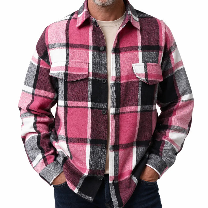 Stevens | Men's Flannel Shirt - Color:Rose Red;Size:XS