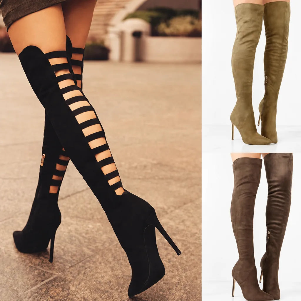 Women's Black Stowe Cutout Heeled Boots
