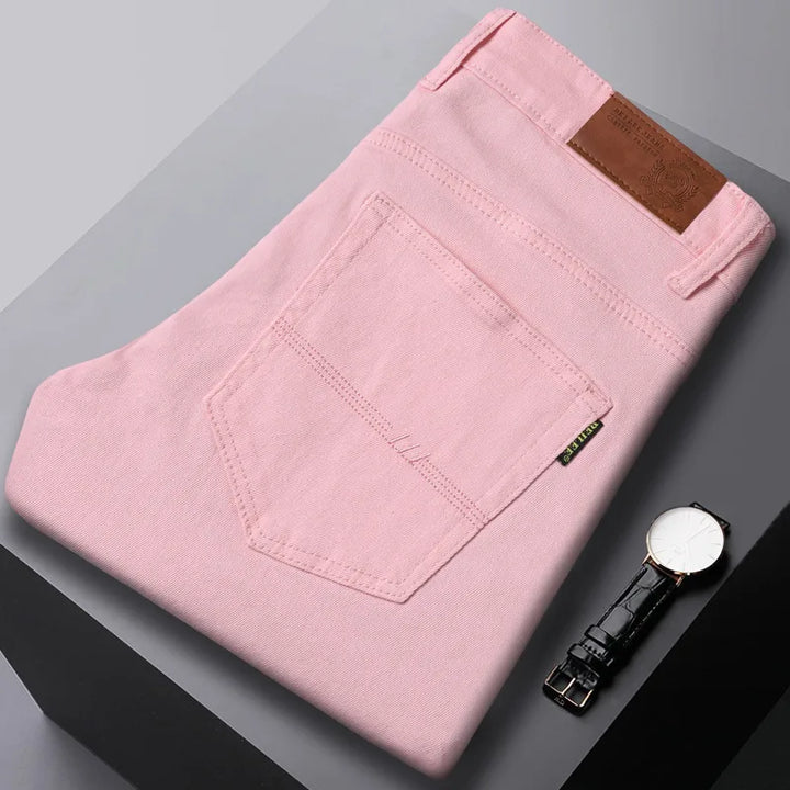 Stuart Cotton Stretch Jeans - Color:Pink;Size:28
