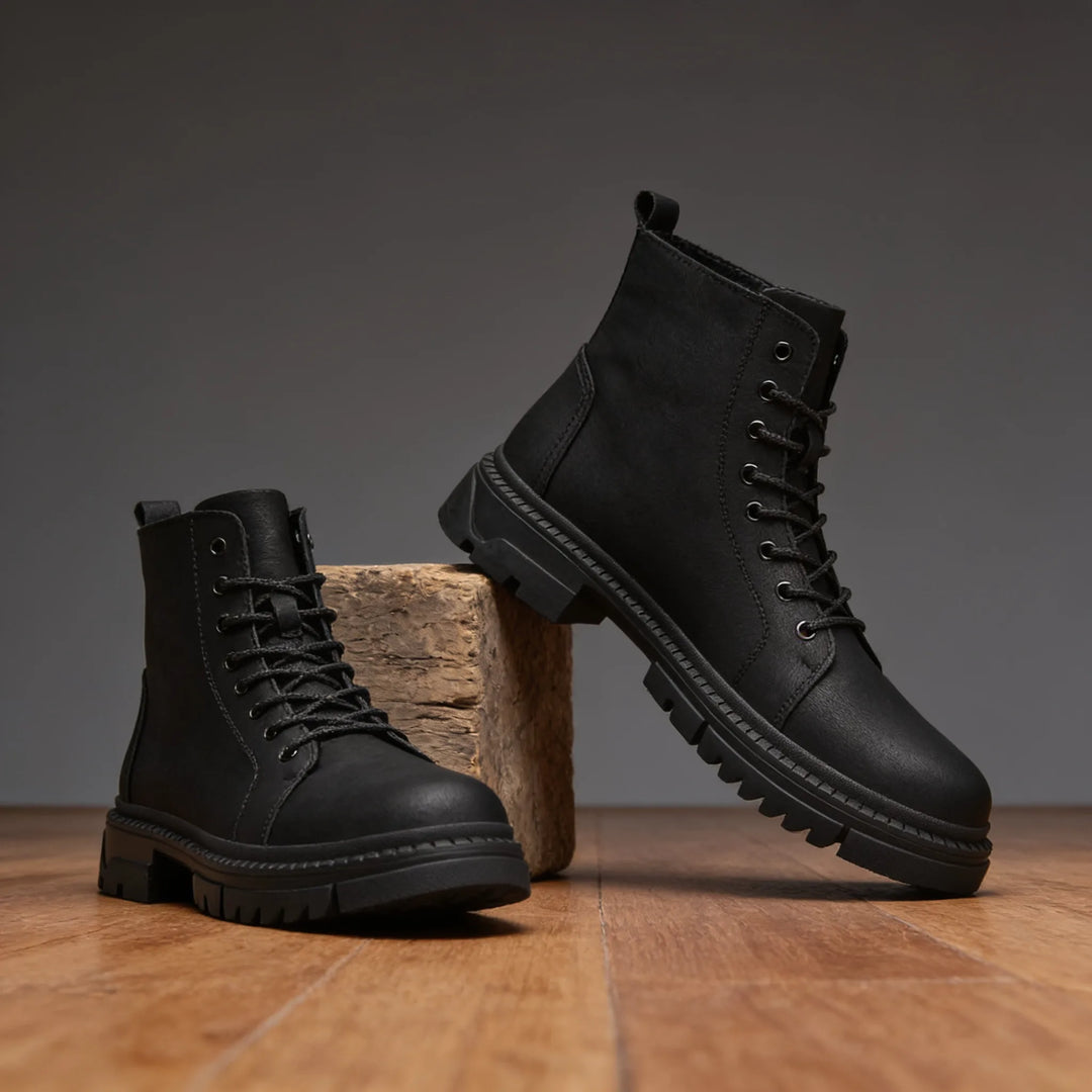 Sullivan | Men's Leather Ankle Boots - Color:Black;Size:38