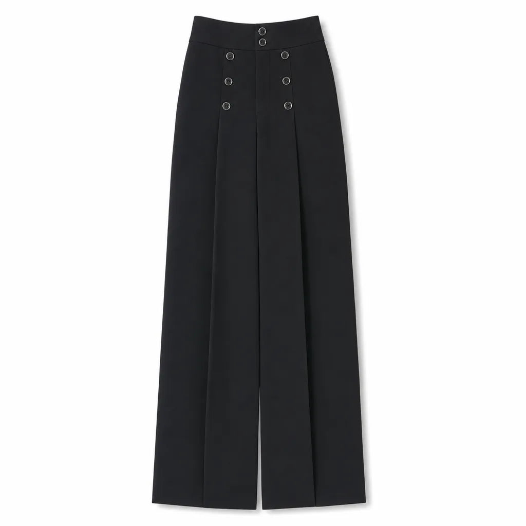 Summer Wide-Leg Pants - Color:Black;Size:27
