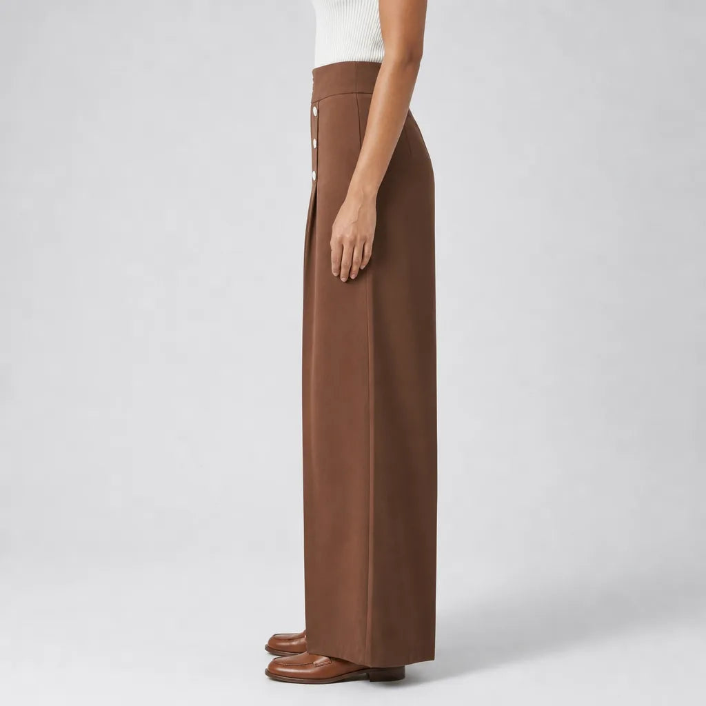 Women's Brown Dunham High-Rise Wide-Leg Pants