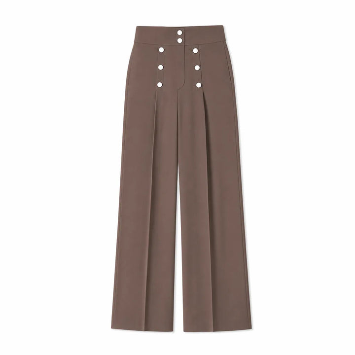 Summer Wide-Leg Pants - Color:Gray Brown;Size:27