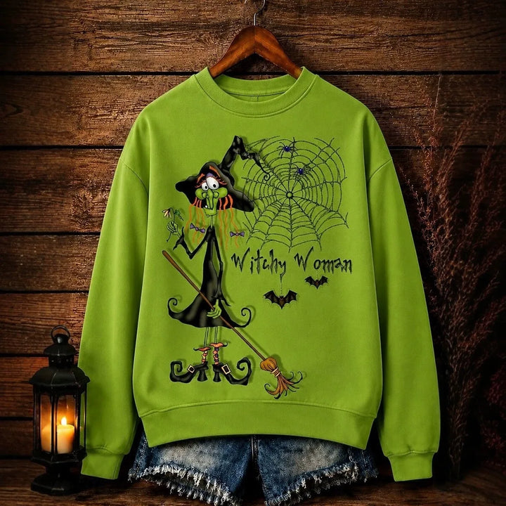 Susannah | Women's Halloween Sweatshirt - Size:XS;Color:Green
