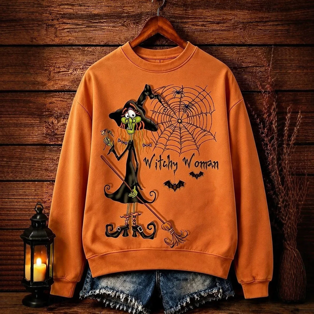 Susannah | Women's Halloween Sweatshirt - Size:XS;Color:Orange