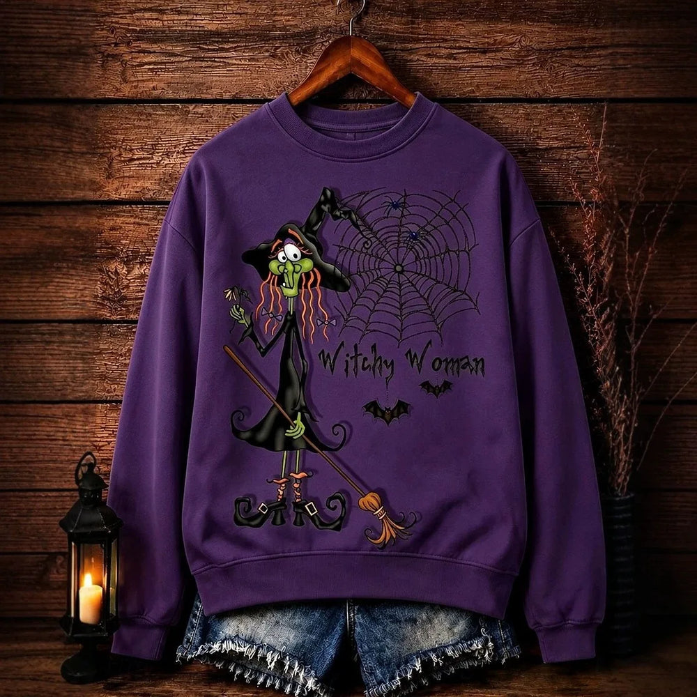 Susannah | Women's Halloween Sweatshirt - Size:XS;Color:Purple