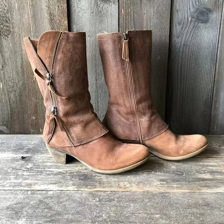 Susannah | Women's Western Mid-Calf Boots - Color:Brown;Size:35