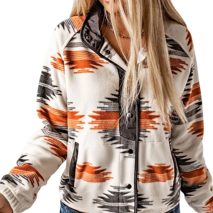 Susie | Women's Fleece Snap Jacket  - Color:White;Size:XS