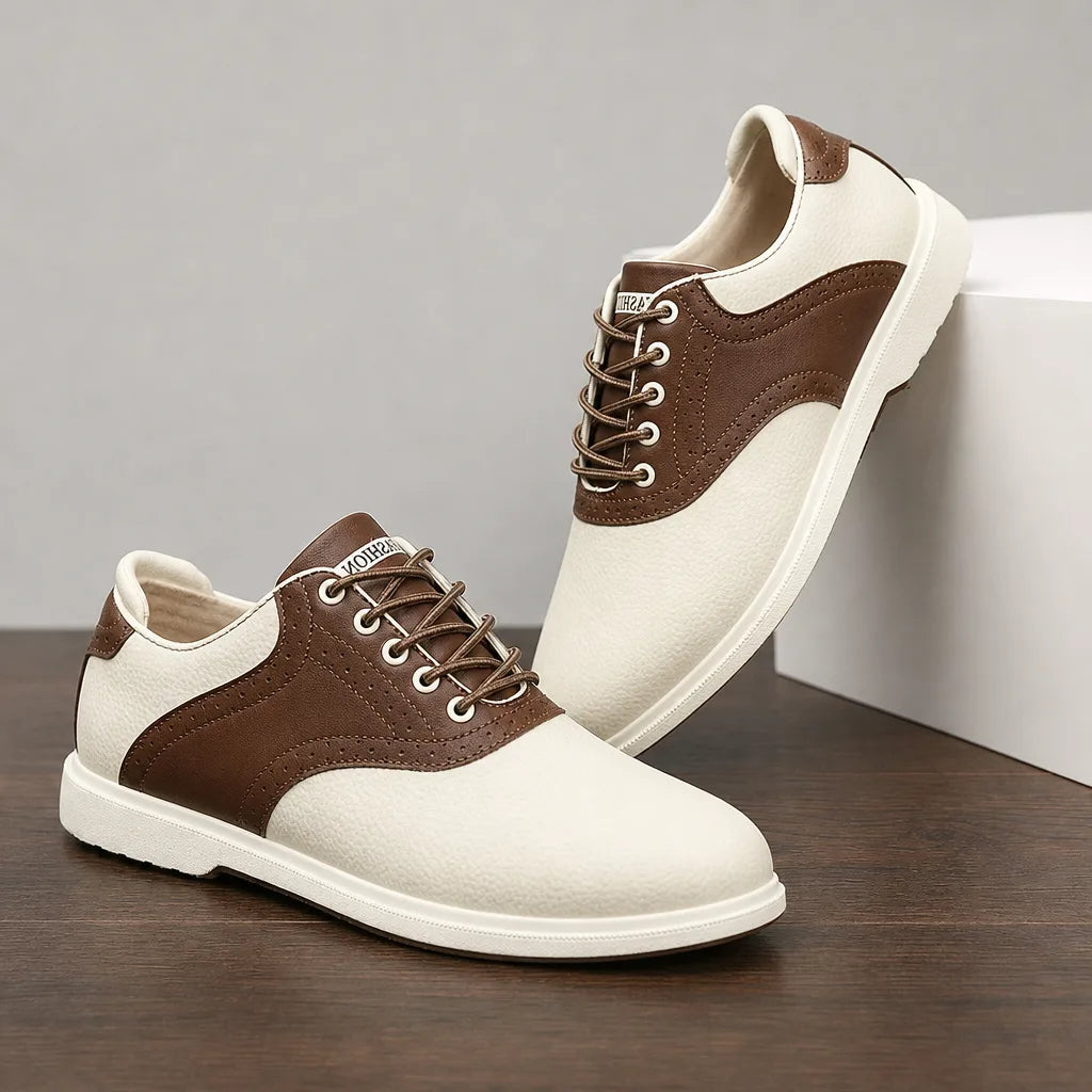 Sutton Lace-Up Court Sneakers - Color:Beige Brown;Size:39