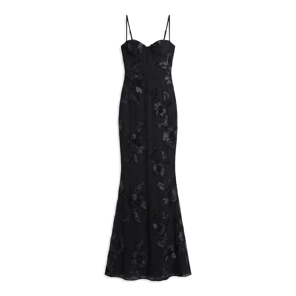 Suzanne Floral Maxi Dress - Color:black;Size:XXS