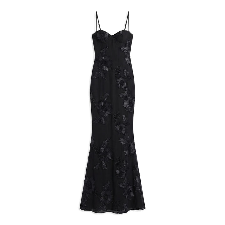 Suzanne Floral Maxi Dress - Color:black;Size:XXS