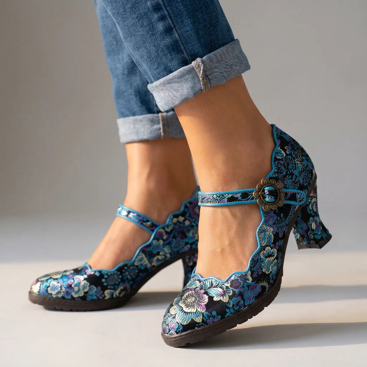 Sydney | Women's Vintage Mary Jane Heels - Color:Blue;Size:36