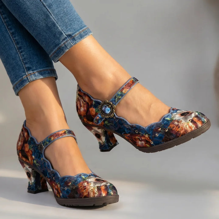 Sydney | Women's Vintage Mary Jane Heels - Color:Light Lake Blue;Size:36