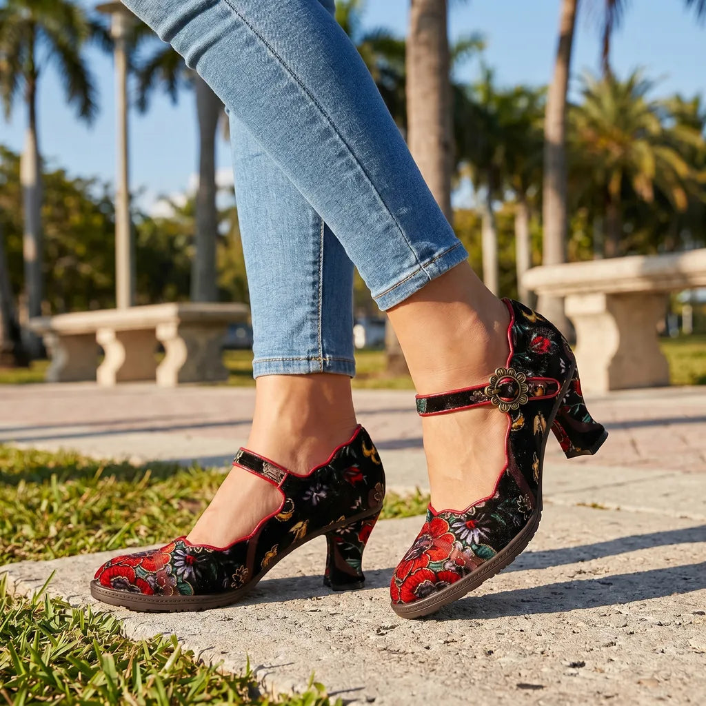 Red Eliza Leather Mary Jane Pumps 1