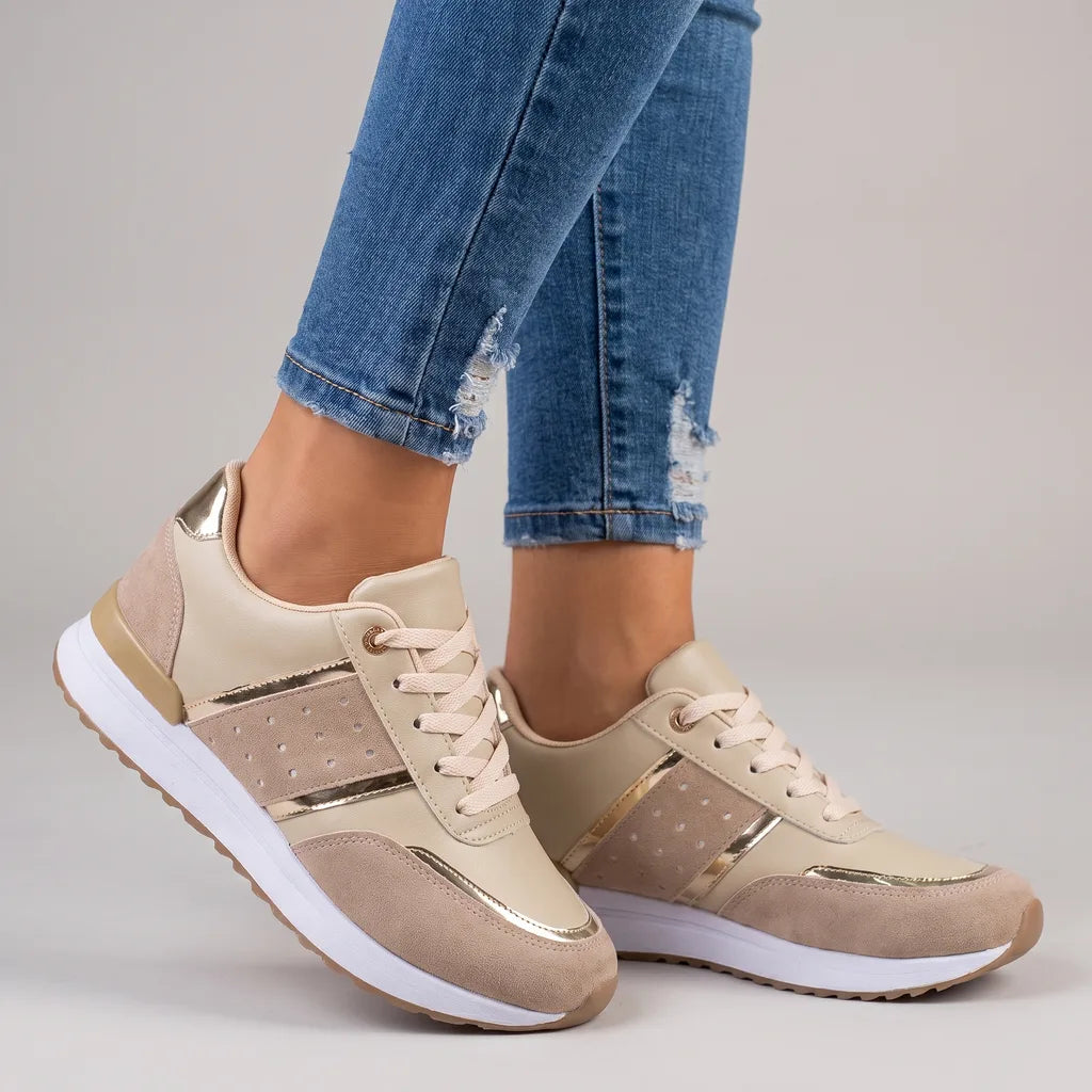 Syeda | Women's Orthopedic Wedge Sneakers  - Color:Gold;Size:36