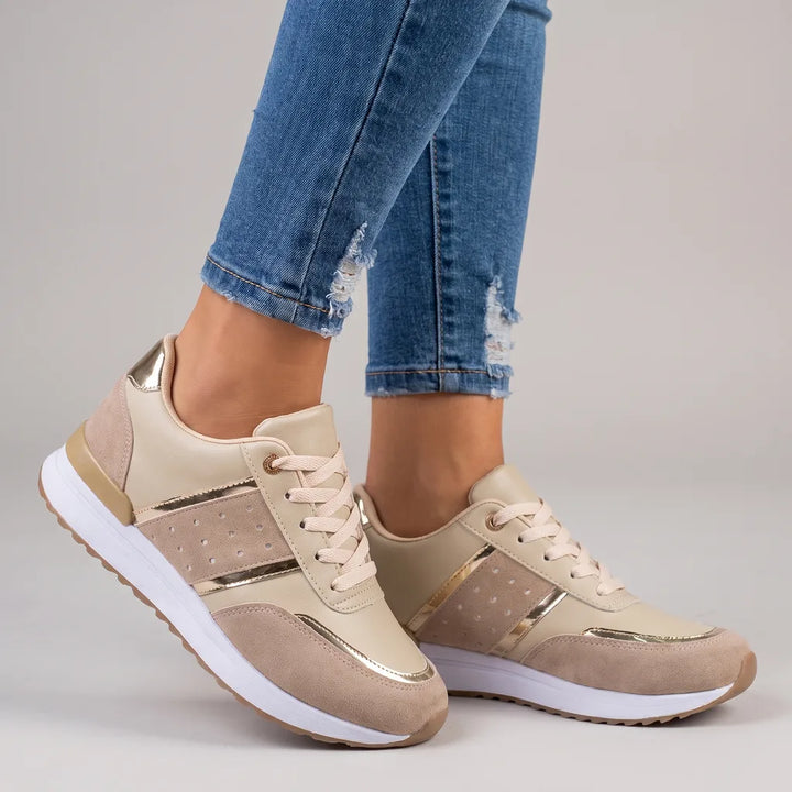 Syeda | Women's Orthopedic Wedge Sneakers  - Color:Gold;Size:36