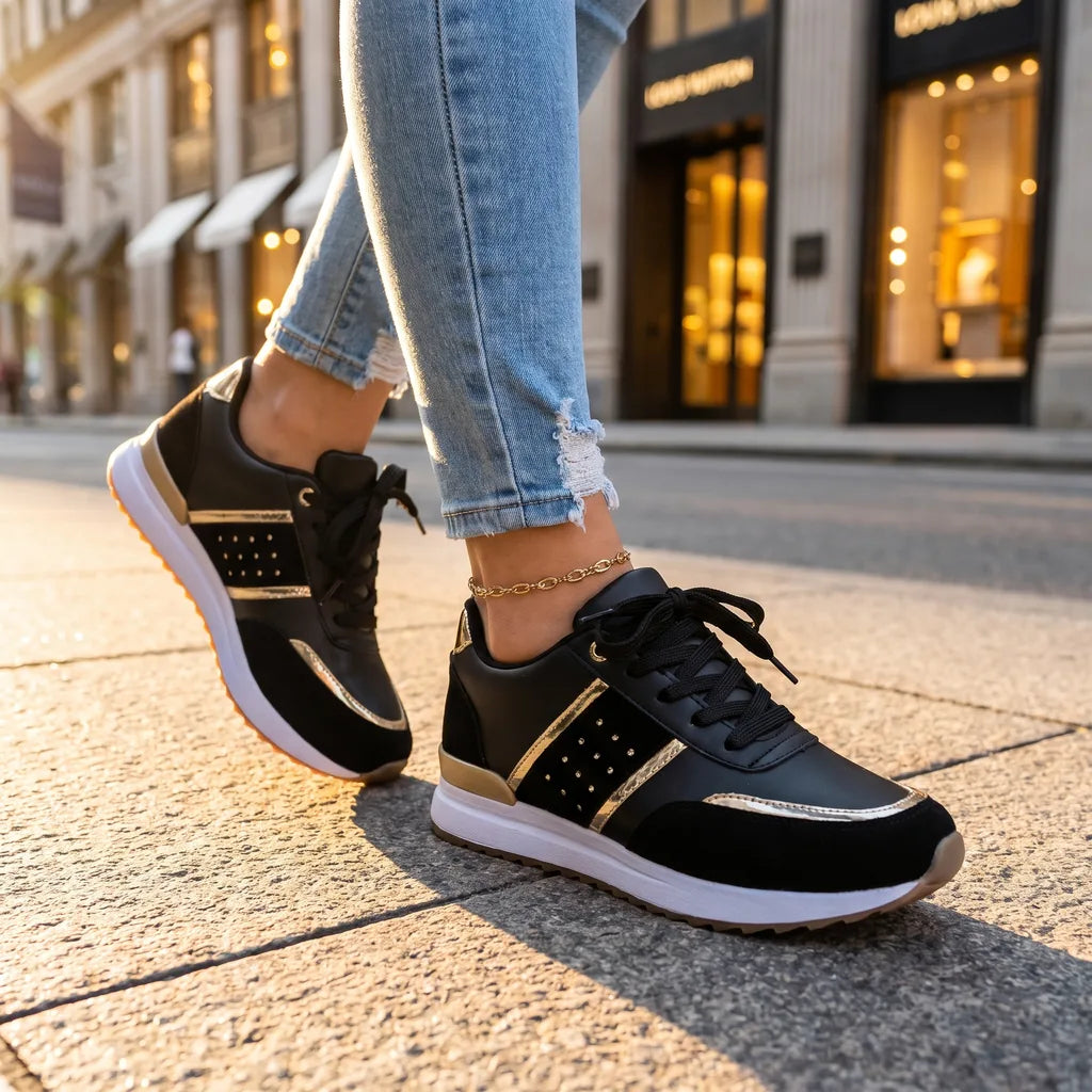 Women's Black Huntington Colorblock Platform Sneakers