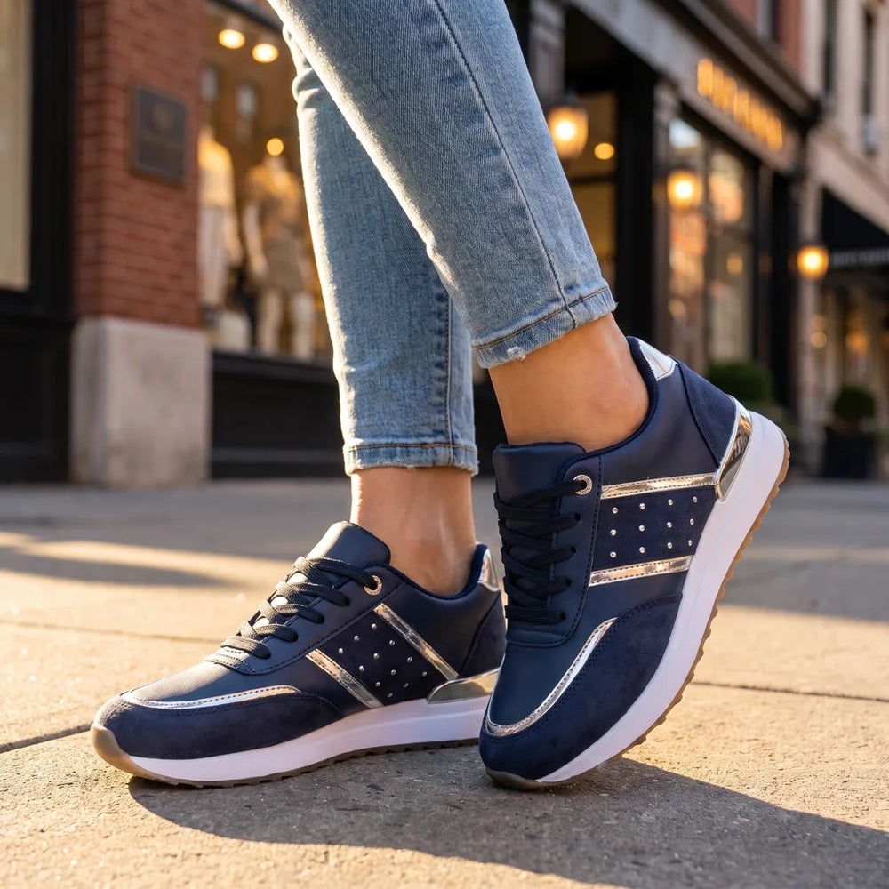 Women's Blue Huntington Colorblock Platform Sneakers