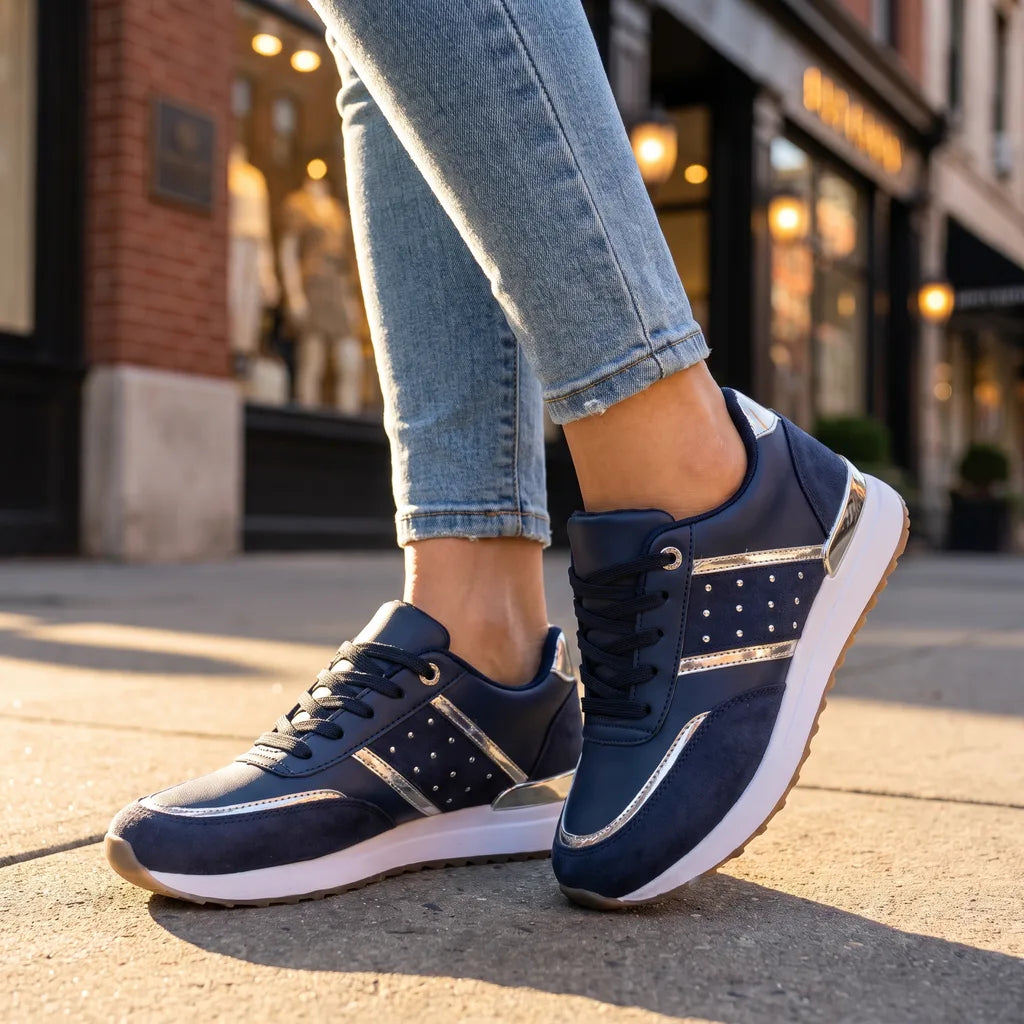 Women's Blue Huntington Colorblock Platform Sneakers