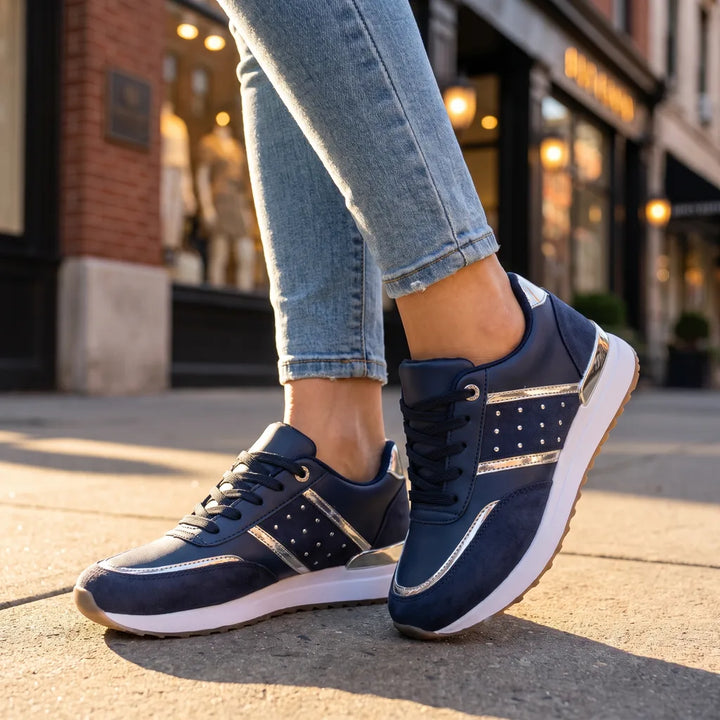 Women's Blue Huntington Colorblock Platform Sneakers