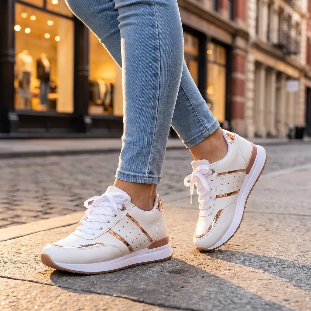 Women's White Huntington Colorblock Platform Sneakers