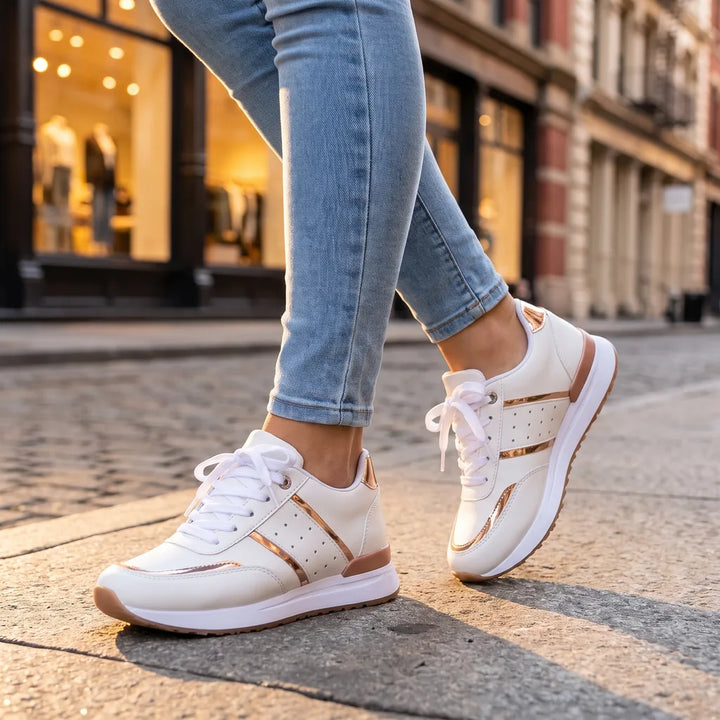 Women's White Huntington Colorblock Platform Sneakers