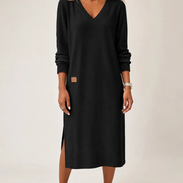 Sylvaine | Comfort Knit Shift Dress  - Color:Black;Size:XS