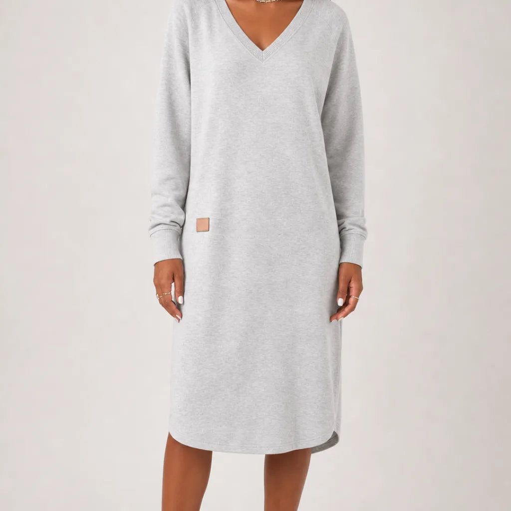 Sylvaine | Comfort Knit Shift Dress  - Color:Gray;Size:XS