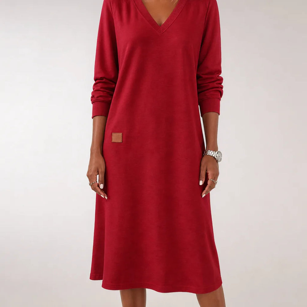 Sylvaine | Comfort Knit Shift Dress  - Color:Red;Size:XS
