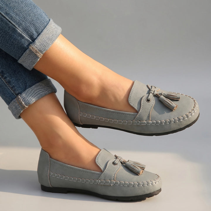 Sylvie Tassel Loafers - Color:Gray;Size:36