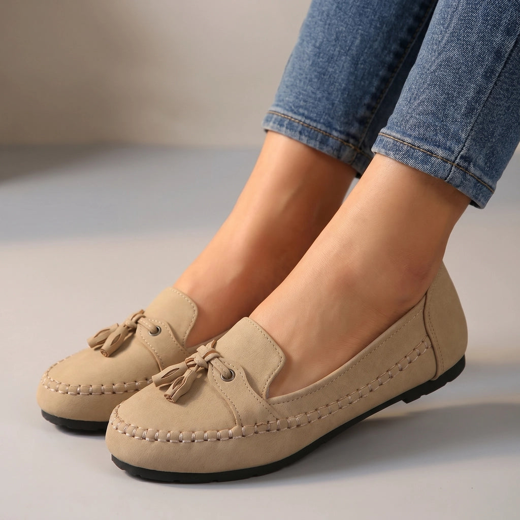 Sylvie Tassel Loafers - Color:Khaki;Size:36