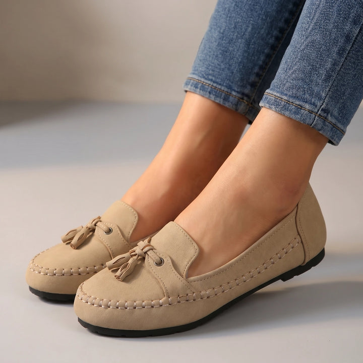 Sylvie Tassel Loafers - Color:Khaki;Size:36