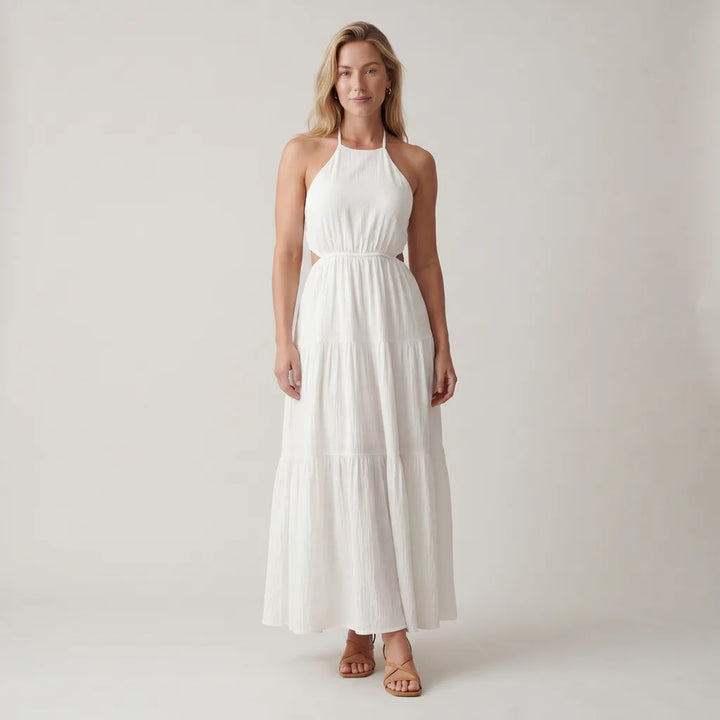 Tahlia Backless Dress - Color:Off-White;Size:XS