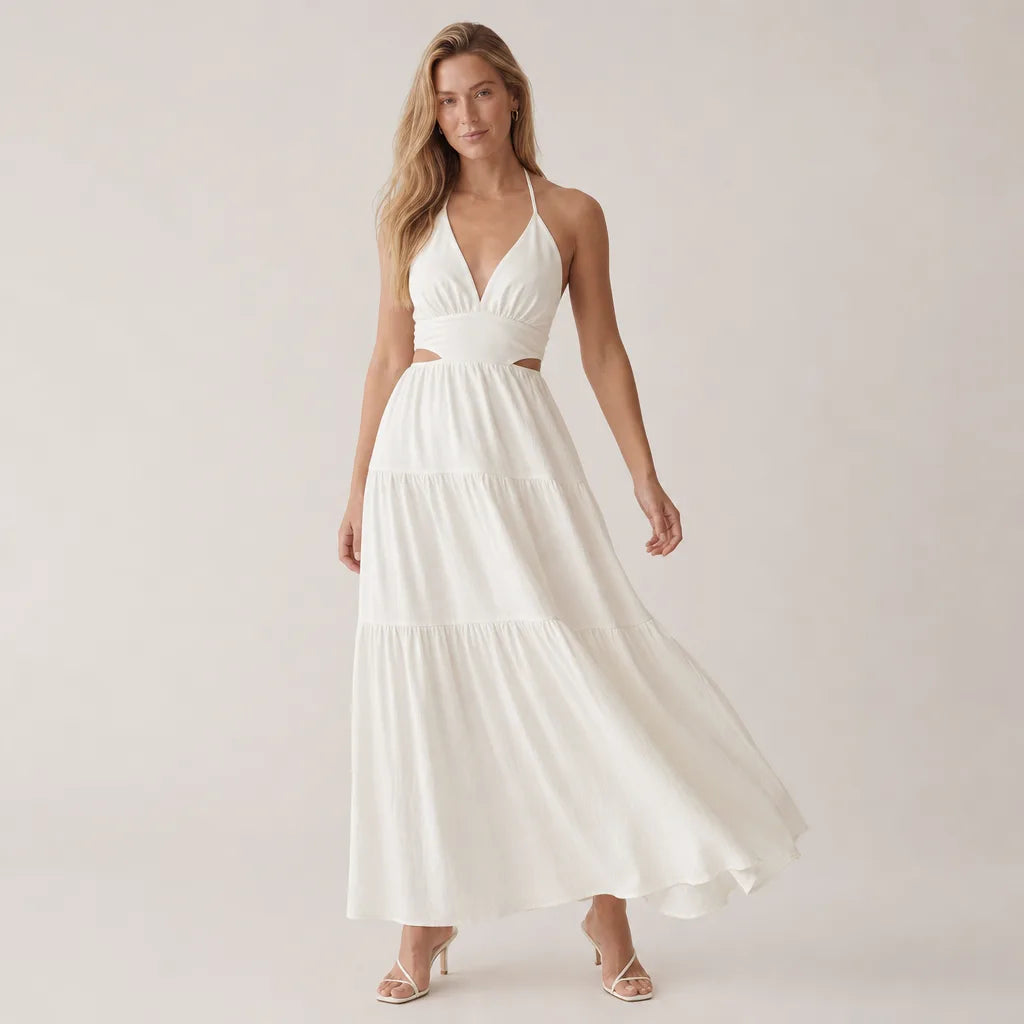 Women's Off-White Caroline Backless A-Line Dress