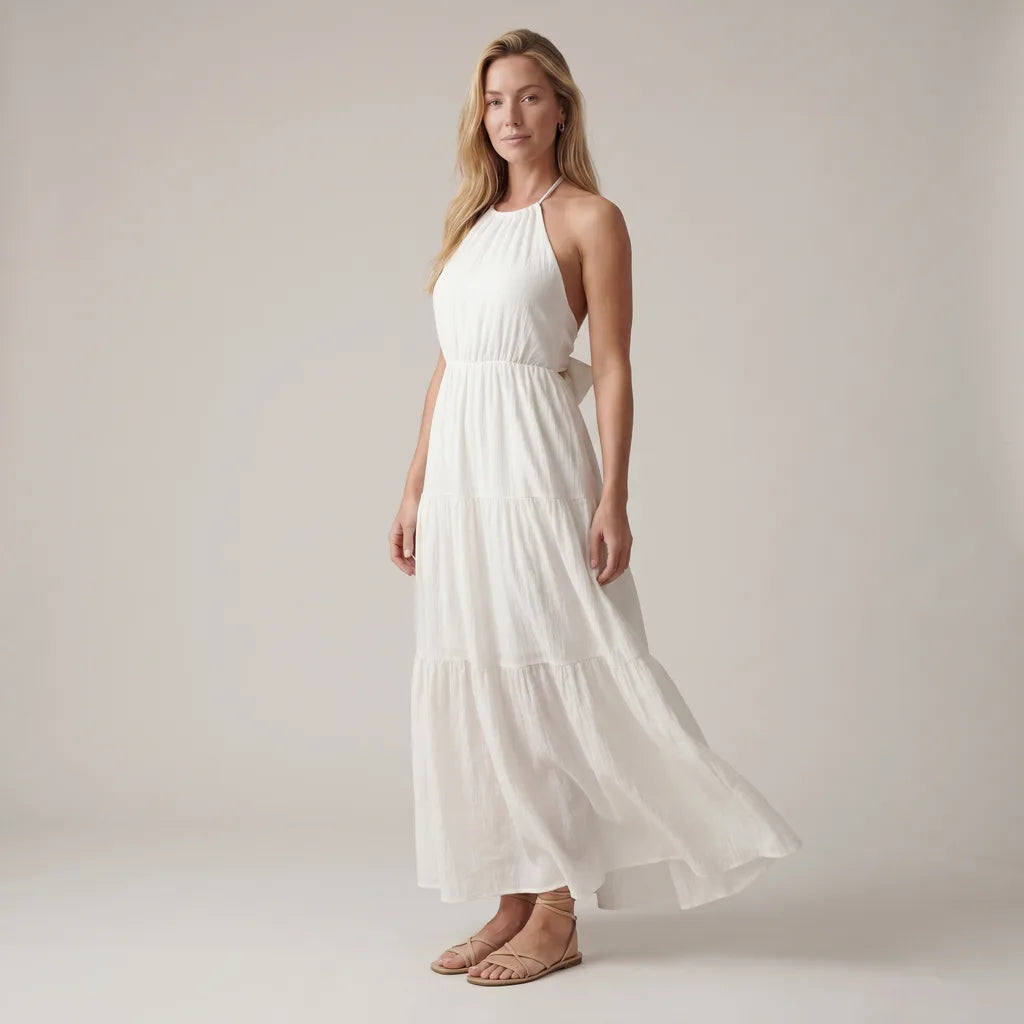 Women's Off-White Caroline Backless A-Line Dress