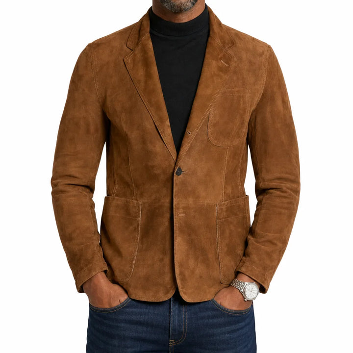 Men's Brown Dunbar Solid Collared Jacket