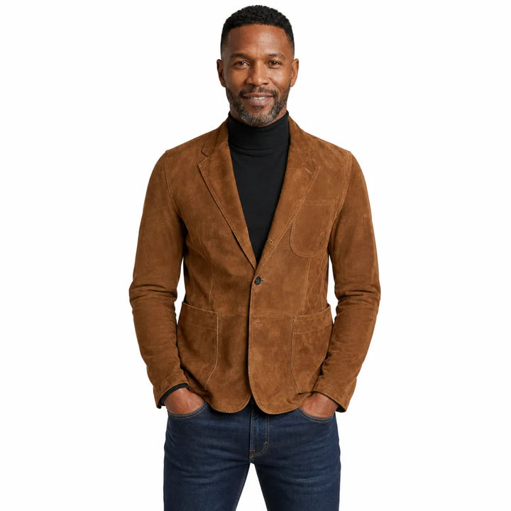 Men's Brown Dunbar Solid Collared Jacket