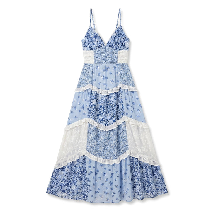 Tanya Floral Maxi Dress - Color:Blue;Size:XS