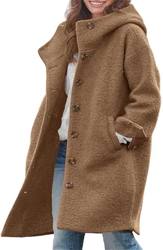 Teddy | Women's Elegant Winter Trench Coat - Color:Light Brown;Size:XS