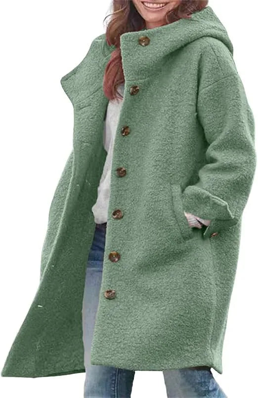 Teddy | Women's Elegant Winter Trench Coat - Color:Light Green;Size:XS