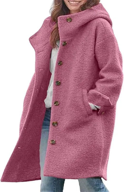 Teddy | Women's Elegant Winter Trench Coat - Color:Peach;Size:XS
