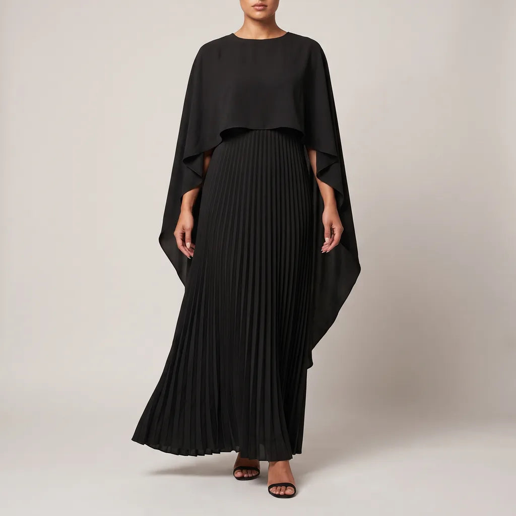 Tess Cape Overlay Dress - Color:Black;Size:S