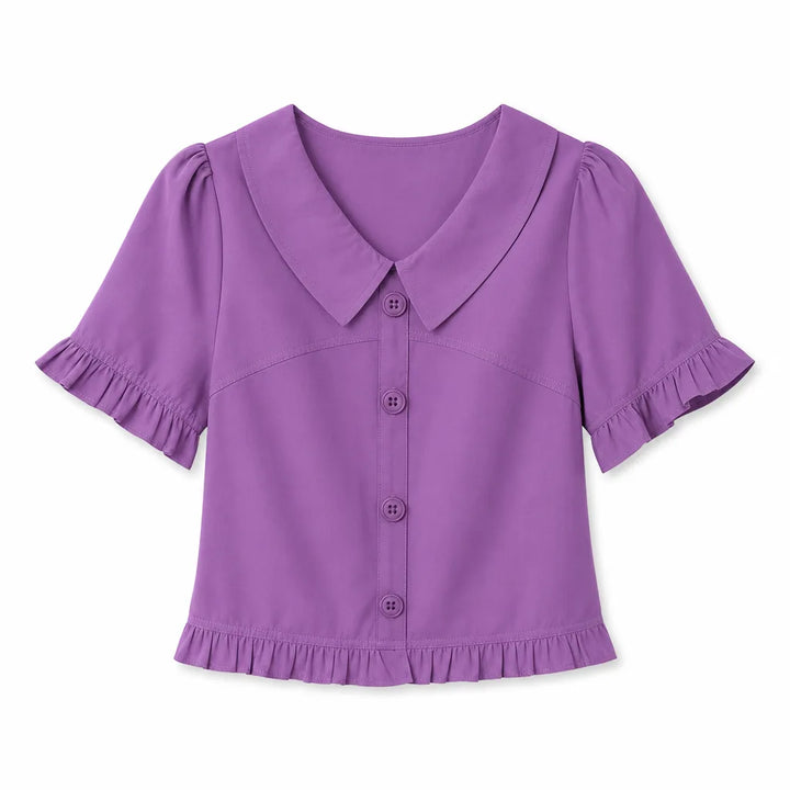 Tess Collar Blouse - Color:Purple;Size:S