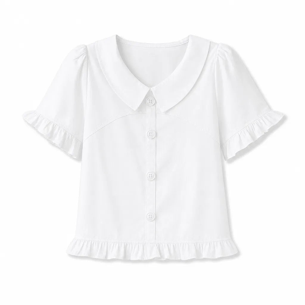 Tess Collar Blouse - Color:White;Size:S