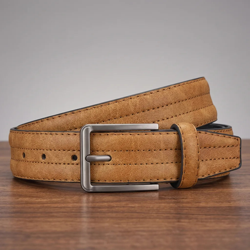 Thackeray Pin Buckle Belt - Color:Yellow Brown;Length (cm):125 cm